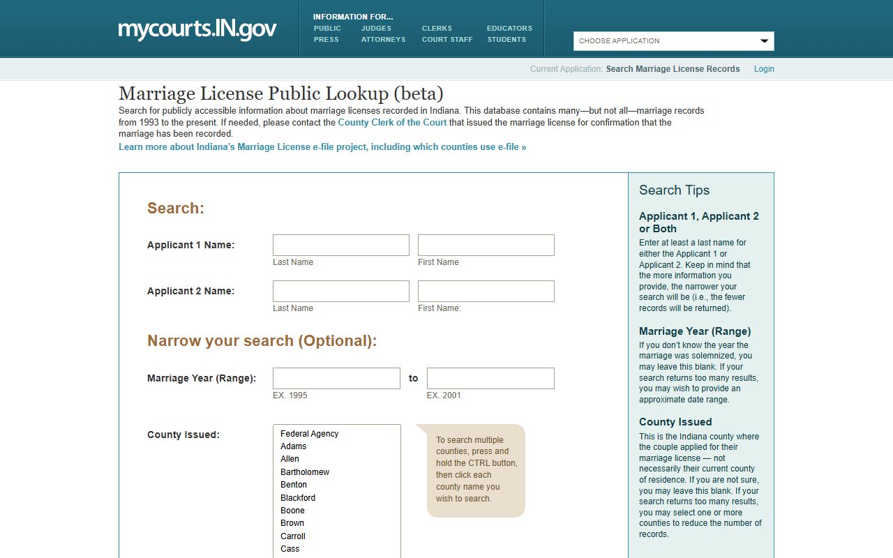 Starke County marriage records Indiana Marriage License Public Lookup