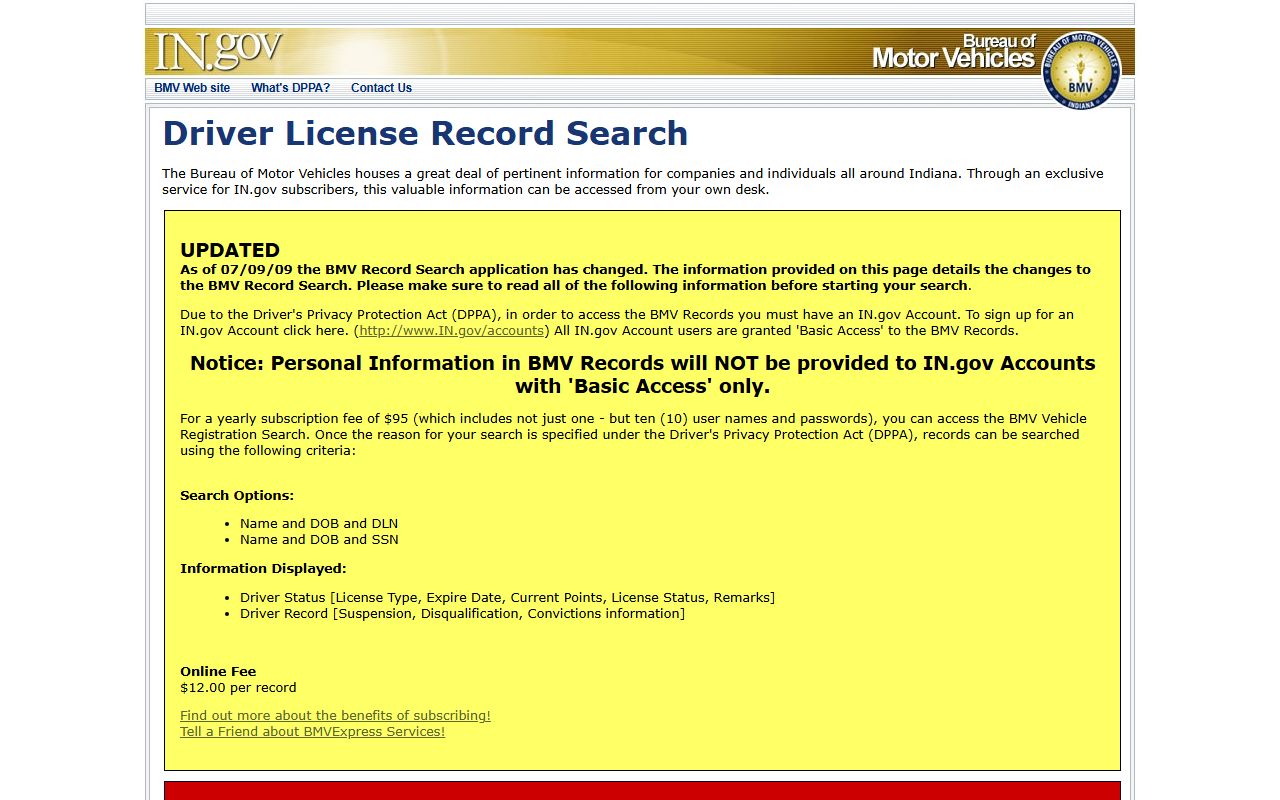 Starke County traffic court records BMV license records search