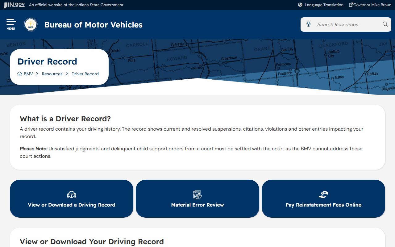 Starke County traffic court records Indiana BMV driver record