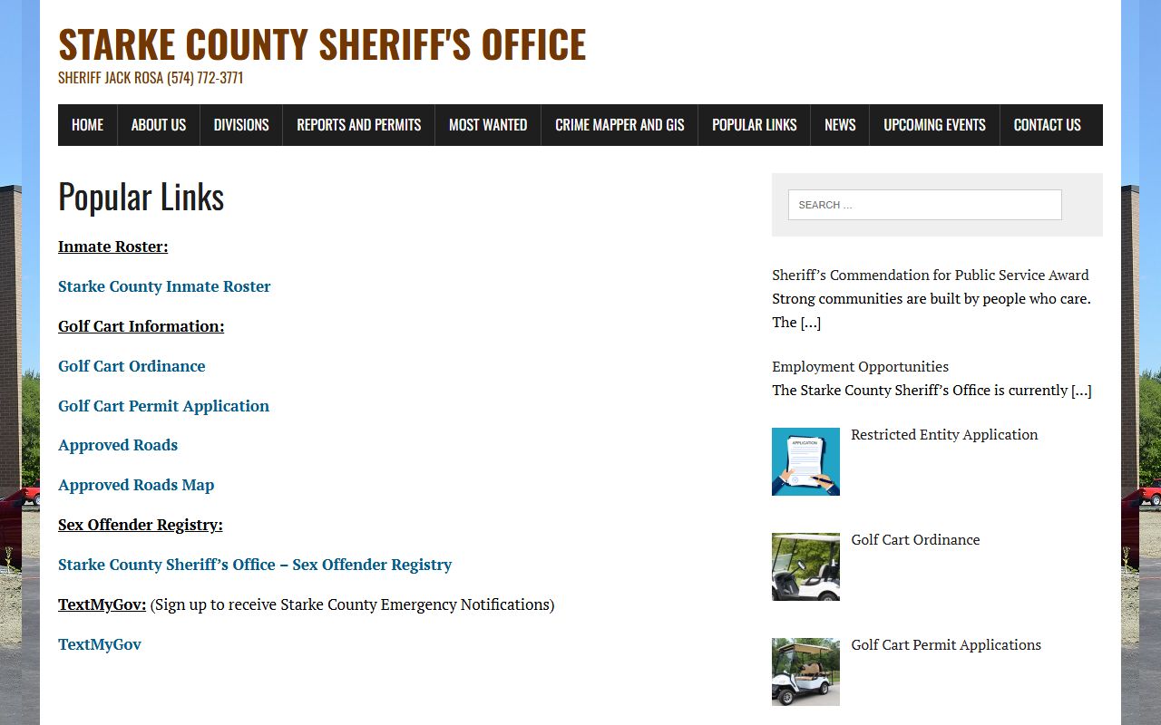 Starke County warrant records sheriff popular links