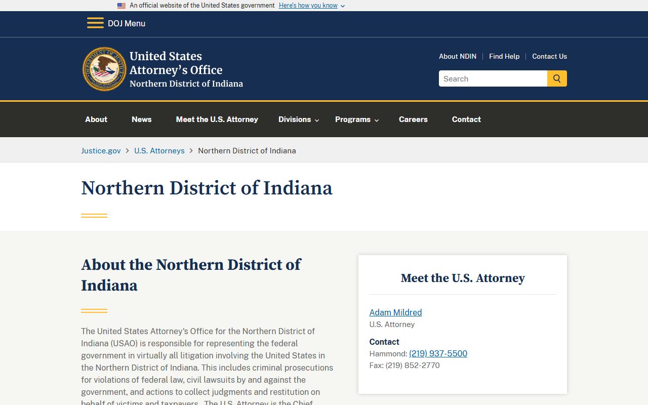 Starke County warrant records federal Northern District source